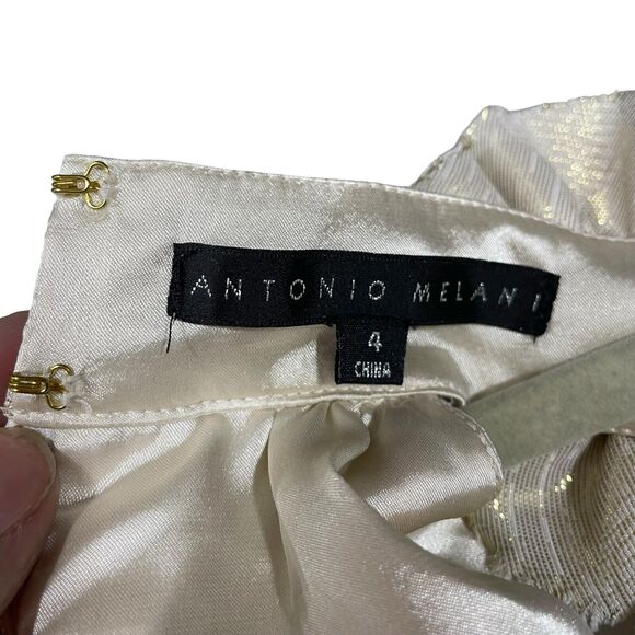 ANTONIO MELANI silk Sheath Dress Women 4 Halter Slimming Quiet Luxury Comfort - Picture 10 of 11